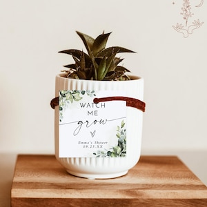 Watch Me Grow Favor Tag, Succulent Favor Tags, Greenery Favor Tag Template, Boho Eucalyptus Wedding, Boho Baby Shower Thank You Tags E1