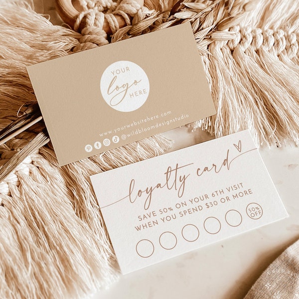 Loyalty Card Template | Customer Loyalty Cards | Modern Minimalist Small Business | Minimalist Loyalty Card Design | Boho Business Cards