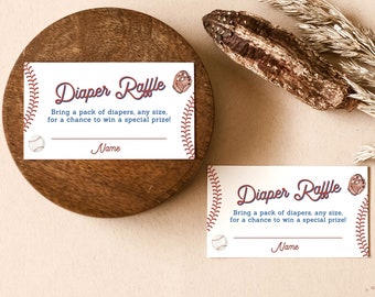 Baseball Baby Shower Raffle Card, Boy Diaper Raffle Ticket, Sports, Instant Download, Editable Template, R2
