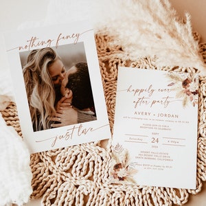 Photo Wedding Announcement, Photo Elopement Announcement, Nothing Fancy Just Love, Happily Ever After Party Invite, Reception Card, A4