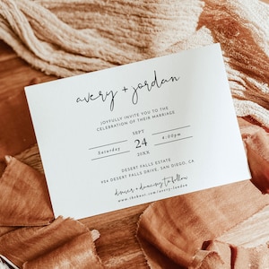 Minimalistische Hochzeitseinladung, Minimalistische Boho-Hochzeit einladen, moderne Hochzeit einladen, Foto Hochzeitseinladung, bearbeitbare Vorlage, M4