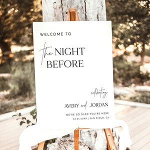 The Night Before Welcome Sign, Modern Wedding Rehearsal Welcome Sign, Minimalist Rehearsal Dinner Welcome Sign, Editable Template, M7