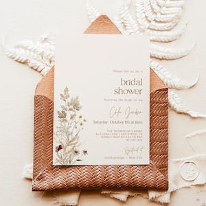 Boho Bridal Shower Invite, Wildflower Bridal Shower Invite, Fall Bridal Shower Invite, Fall Wedding Shower, Editable Template, F4