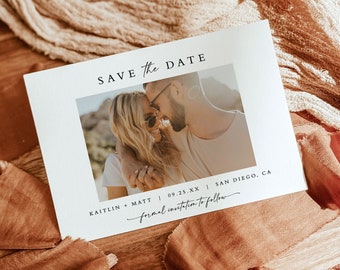 Save the Date Template | Minimalist Save the Dates | Modern Photo Save the Date Card | Boho Photo Save the Date | Editable Template | M9