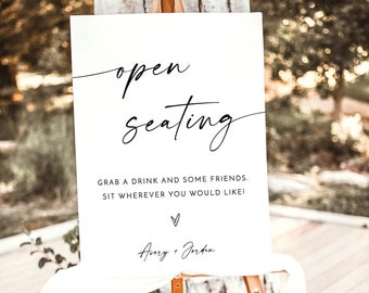 Open Seating Sign Template | Modern Wedding Signage | Sit Anywhere Welcome Sign | Minimalist Wedding Signs | Editable Template | M9