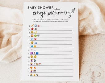 Emoji Picture Game | Baby Shower Emoji Picture Game | Modern Baby Shower Game | Minimalist Baby Shower Game | Boho Baby Shower Game | M2