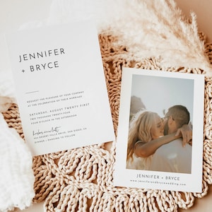 Modern Wedding Invitation, Minimalist Wedding Invite, Editable Wedding Invitation Template, Photo Wedding Invite, M3