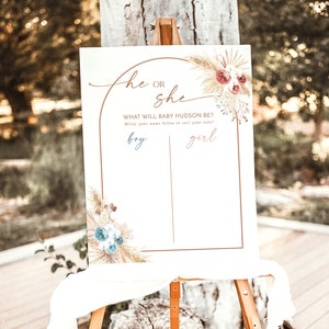 He or She What Will Baby Be Sign, Gender Guess Board, Gender Neutral Baby Shower, He or She Gender Reveal, Minimalist Baby Shower, A2