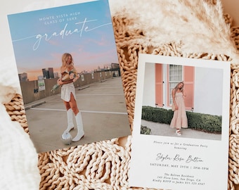 Graduation Party Invitation Template, Minimalist Graduation Announcement, Modern Graduation Party Invite, Photo Graduation Invite, M9