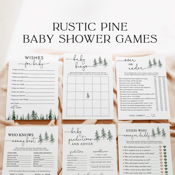 Winter Baby Shower Game Bundle | Gender Neutral Baby Shower Games | Pine Tree Baby Shower | It's Cold Outside | Boy Baby Shower Games | P01