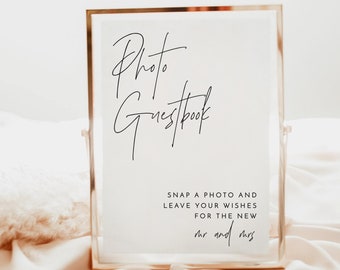 Minimalist Wedding Photo Guest Book Sign, Guestbook, Modern, Printable, Instant Download, Editable Template, M7