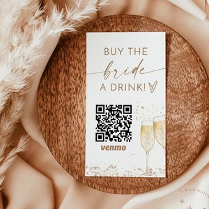 Buy The Bride A Drink, Bachelorette Venmo Card, QR Code Drink Ticket, Bachelorette Cash Card Template, Scottsdale Bachelorette Party B2