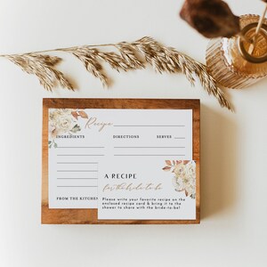 Herbst Rezept Kartenvorlage, Herbst Brautdusche Rezept Karteneinlage, Herbstblätter, Boho Brautdusche, Rezept-Anfrage, Sofort Download