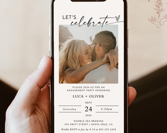 Engagement Party Evite | Minimalist Couples Shower Invite | Modern Engagement Party Invite | Electronic Text Invite | Editable Template | M9