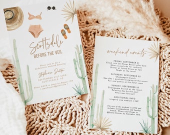 Desert Bachelorette Party, Scottsdale Before the Veil Bachelorette Party Invite, Palm Springs Invite & Itinerary, Editable Template, P4