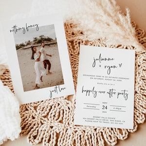 Photo Wedding Announcement, Photo Elopement Announcement, Nothing Fancy Just Love, Happily Ever After Party Invite, Reception Invite M2