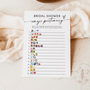 Emoji Picture Game, Modern Bridal Shower Emoji Picture Game, Boho Bridal Shower Game, Minimalist Bridal Shower Game, Editable Game, M9