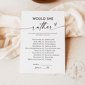 Would She Rather Bridal Shower Game, Bridal Trivia, Modern Bridal Shower Game, Minimalist Bridal Shower, Modern Minimalist Shower, M9