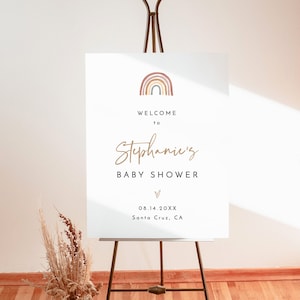Rainbow Baby Shower Welcome Sign Template | Editable Welcome Sign | Modern Welcome Sign | Gender Neutral Baby Shower | Boho Baby Shower RB1