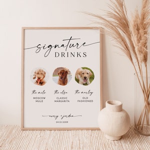 Dog Signature Drink Sign | Pet Signature Cocktail Sign | Minimalist Wedding Bar Sign | Dog Signature Cocktail Sign | Editable Template | M9