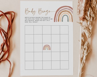 Rainbow Baby Bingo Shower Game | Baby Bingo Game Template | Fun Baby Shower Game | Gender Neutral Shower Game | Editable Instant Download