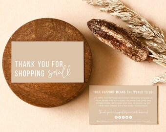 Boho Small Business Thank You Card, Editable Thank You Card Template, Bohemian Thank You For Shopping Small, Thank You Package Insert