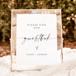 Wedding Guestbook Sign Template, Please Sign Our Guestbook Sign, Boho Wedding, Sign Our Guest Book, Modern Minimalist Wedding Sign, M9