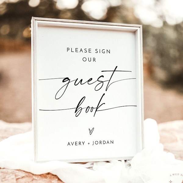 Please Sign Our Guestbook Sign | Minimalist Wedding Guestbook | Sign Our Guest Book | Modern Minimalist Wedding Signage | M9