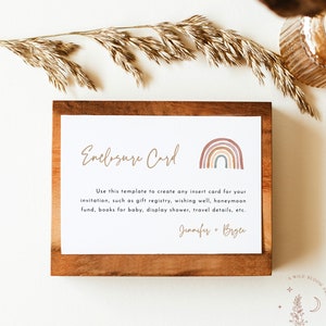 Carte de visite arc-en-ciel, livres pour carte de bébé, modèle d'insertion de demande de livre, carte de baby shower bohème, livres sans distinction de sexe pour carte de bébé RB1