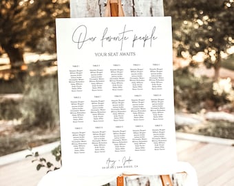 Minimalist Seating Chart, Modern Wedding Seating Chart, Boho Wedding Seating Chart Sign, Our Favorite People, Editable Template, M7