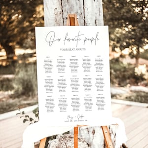 Minimalist Seating Chart | Modern Wedding Seating Chart | Boho Wedding Seating Chart Sign | Our Favorite People | Editable Template | M7