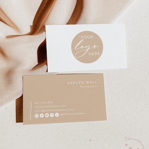 Boho Small Business Card, Boutique Business Card Template, Beige Business Card, Minimalist Business Card Design, Modern Business Cards