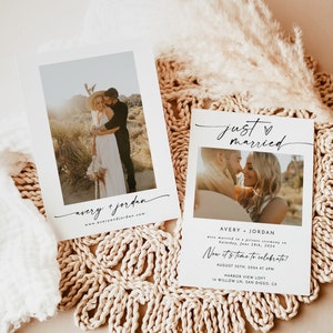Foto-Hochzeitsankündigung, Photo Elopement-Ankündigung, nichts Besonderes, nur Liebe, Just Married-Ankündigung, Empfang einladend, M9