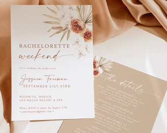 Tropical Bachelorette Party Invite | Bachelorette Itinerary | Beach Bachelorette Party | Palm Bachelorette Invite | Editable Template | P2