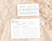 Minimalist Recipe Card Template, Bridal Shower Insert, Boho, Request, Instant Download, Editable Template, M0