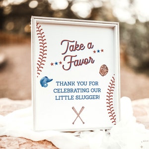 Baseball Baby Shower Favors Sign, Sports Baby Shower Signs, A Little Slugger Is On the Way, Baseball Baby Shower, Editable Template, R2
