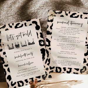 Leopard Bachelorette Party Invite, Let&#39;s Get Wild Invitation, Leopard Print Bachelorette Itinerary, Cheetah Print Bachelorette Party, L1