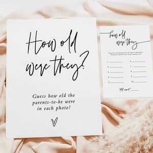 How Old Were The Parents-To-Be Game, Guess How Old Game, Boho Baby Shower Game, Modern Baby Shower, How Old Were They, M8