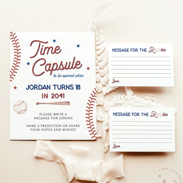 Baseball Birthday Time Capsule Sign | Rookie of the Year Birthday | Baseball Baby Shower | Baseball First Birthday Time Capsule | R2