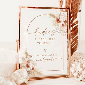 Ladies Bathroom Sign Template | Wedding Bathroom Basket Sign | Ladies Room Sign | Wedding Bathroom Sign | Modern Minimalist Wedding | A2