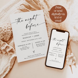Minimalistische Hochzeitseinladung, moderne Hochzeitsprobe einladen, Probeessen einladen, Boho-Probe, bearbeitbare Vorlage, M9