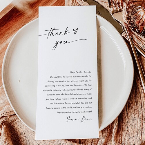 Minimalist Wedding Thank You Note Template Modern Wedding Etsy