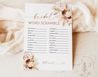 Bridal Word Scramble Game Boho Bridal Shower Game Word Etsy