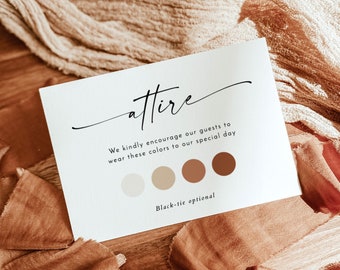 Wedding Attire Card Template, Color Palette, Guest, Dress Code Request Insert, Modern, Instant Download, Editable Template, M9