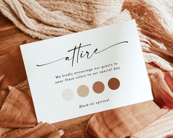 Wedding Attire Card Template, Wedding Color Palette Card, Wedding Guest Attire Card, Guest Dress Code Request Insert, Modern Wedding M9