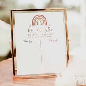 He or She What Will Baby Be Sign, Gender Guess Board, Gender Neutral Baby Shower, He or She Gender Reveal, Rainbow Baby Shower, RB1