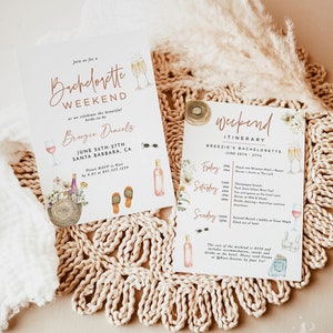 Winery Bachelorette Party Invitation | Wine Bachelorette Itinerary | Wildflower Bachelorette Party | Boho Bachelorette Weekend Invite | W1