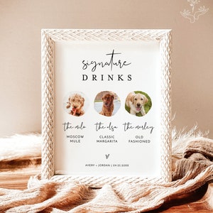 Dog Signature Drink Sign Pet Signature Cocktail Sign Minimalist Wedding Bar Sign Dog Signature Cocktail Sign Editable Template M4 image 2