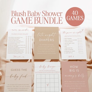 Boho Baby Shower Games, Dusty Blush Shower Bundle, Minimalist Pink Baby Shower, Modern Girl Baby Shower Games, Editable Template, M9