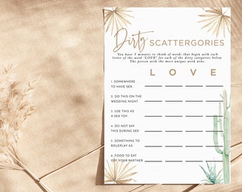 Bachelorette Party Game | Dirty Scattergories Bachelorette Game | Desert Bachelorette Drinking Game | Palm Springs Bachelorette Game | P4